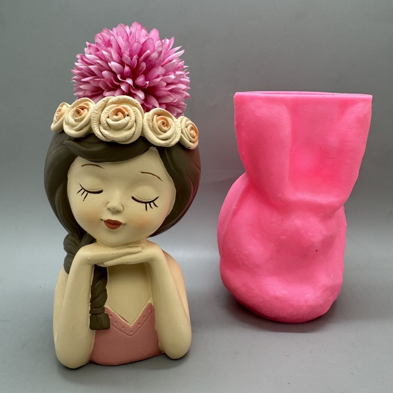 Gardening Tools Cute - แม่พิมพ์ซิลิโคนกระถางดอกไม้สาวน่ารักใช้ทํายิปซั่มเรซิ่นคอนกรีตห้องนั่งเล่นระเบียงตกแต่งเครื่องประดับ