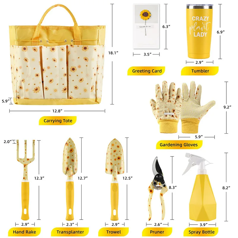 Gardening Tools Cute - ชุดเครื่องมือทำสวนที่ทนทาน ชุดของขวัญทำสวนน่ารักสำหรับสุภาพสตรี ชุดเครื่องมือทำสวนพร้อมลายพิมพ์สวยงาม เครื่องมือทำสวนแบบใช้มือ