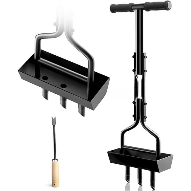 Gardening Yard Tools - เครื่องเจาะสนามหญ้าแบบใช้มือ พร้อมถาดเก็บดิน สำหรับดูแลสวน