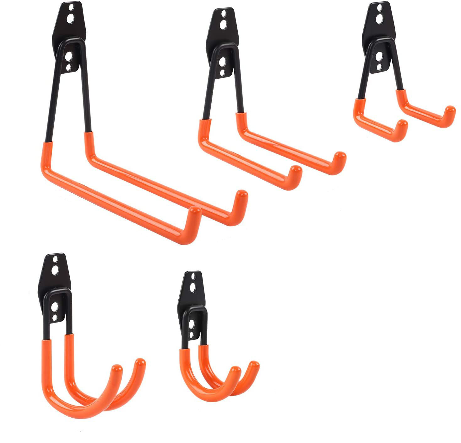 Gardening Tools Organizer - ตะขอโลหะสำหรับงานหนัก ชั้นวางของในโรงรถแบบติดผนัง ตะขอแขวนจักรยาน ตะขอแขวนบันไดและเครื่องมือทำสวน พร้อมที่จัดเก็บกันลื่น