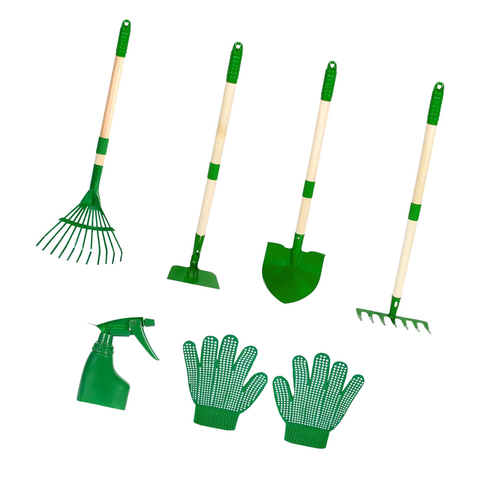 Gardening Tools Set Gift - 6x เด็กทําสวนชุดเครื่องมือกลางแจ้งขุดวัชพืชของเล่นของขวัญวันเกิดปฏิบัติ Comfort Handle Spade Rake