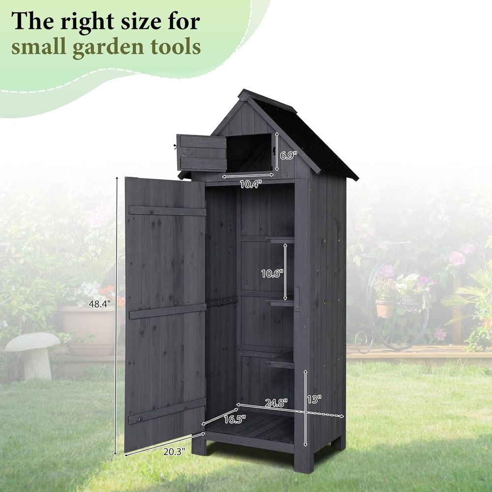 โรงเก็บของไม้กลางแจ้ง, ตู้เก็บ - Gardening Tools Storage บทวิจารณ์และราคา