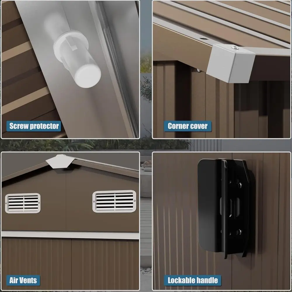 โรงเก็บของโลหะกลางแจ้งขนาด 10  - Gardening Tools Storage บทวิจารณ์และราคา