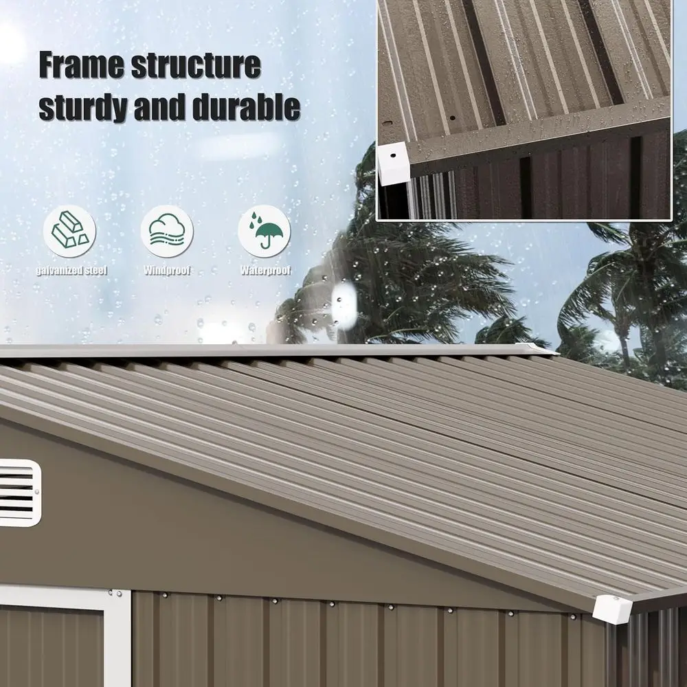 โรงเก็บของโลหะกลางแจ้งขนาด 10  - Gardening Tools Storage บทวิจารณ์และราคา