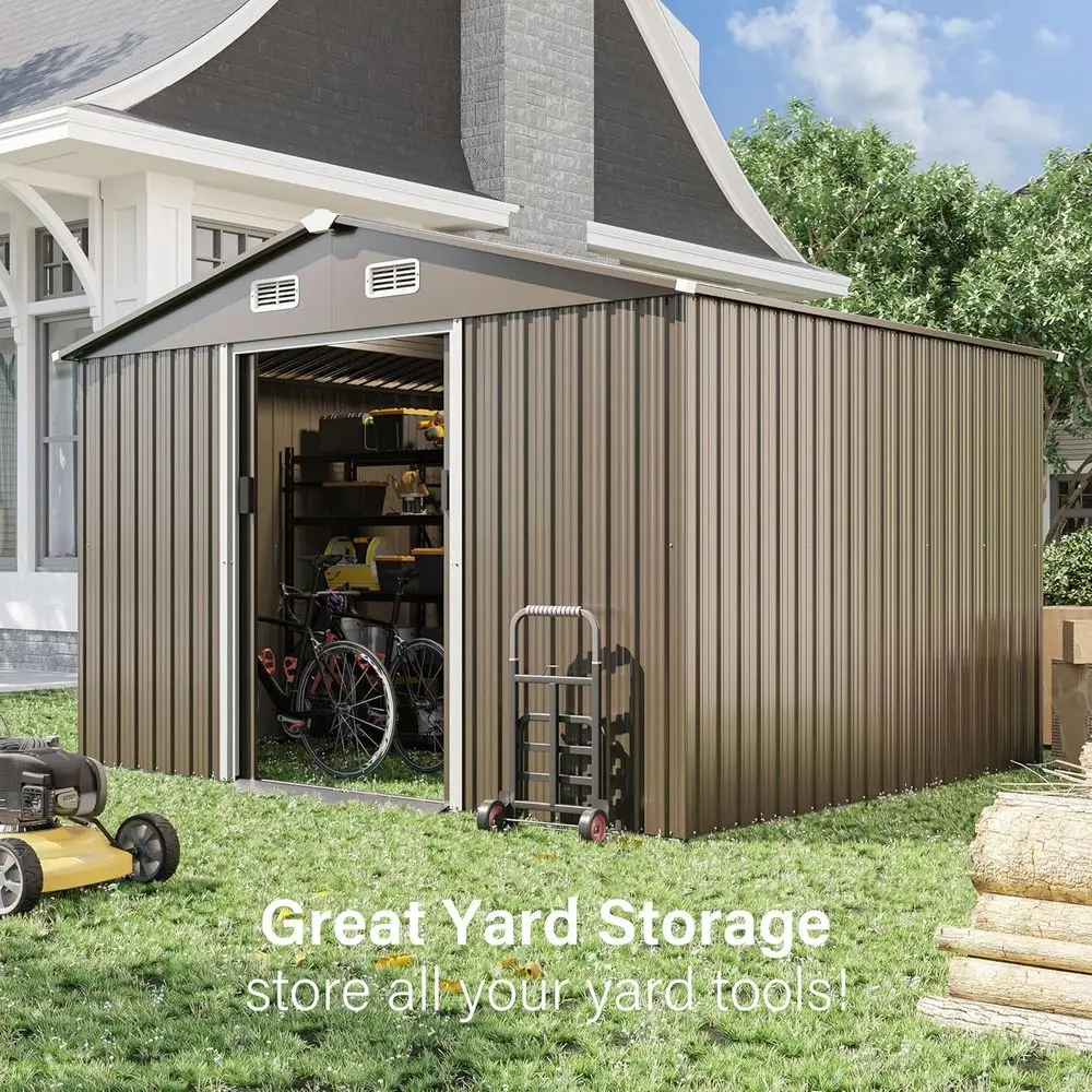 โรงเก็บของโลหะกลางแจ้งขนาด 10  - Gardening Tools Storage บทวิจารณ์และราคา