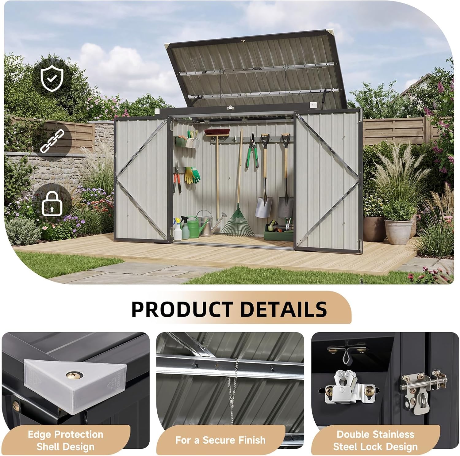 ตู้เก็บขยะกลางแจ้งแบบกันน้ำ ทำ - Gardening Tools Organizer บทวิจารณ์และราคา