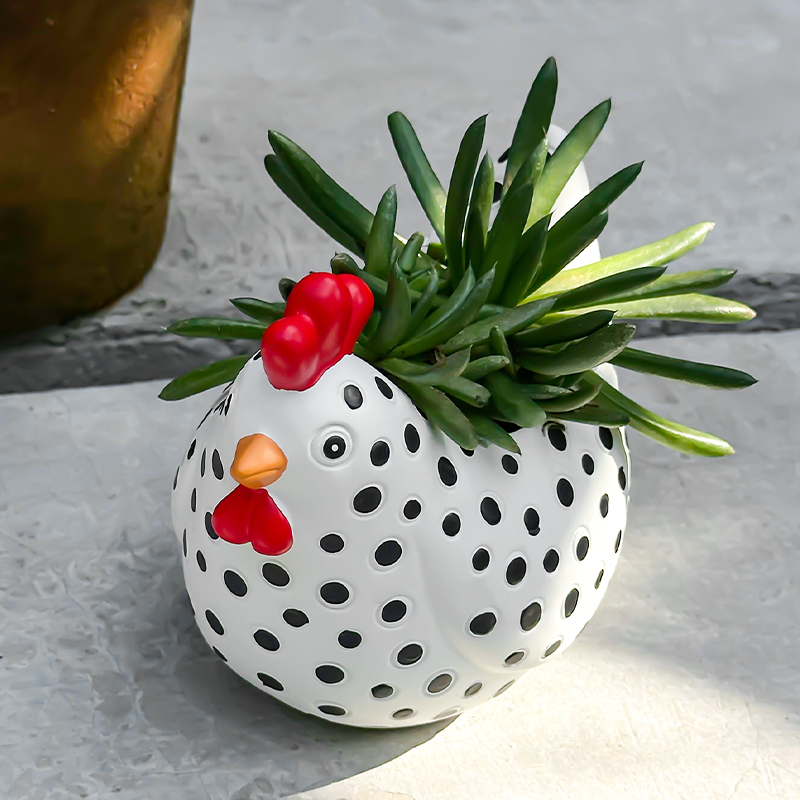 กระถางดอกไม้รูปไก่ลายจุดตลกๆ ก - Gardening Tools Cute บทวิจารณ์และราคา
